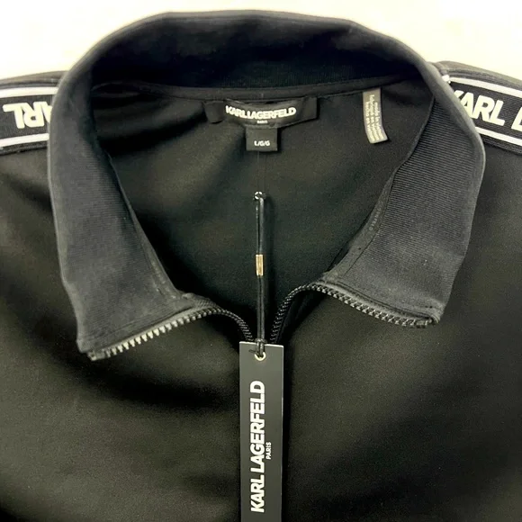 KARL LAGERFELD PARIS, LARGE BLACK JACKET WITH TWO POCKETS, 96% POLYESTER, LARGE - Picture 4 of 13